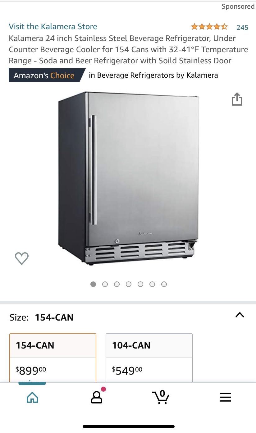 Kalamera 24” Stainless Steel Under Counter Beverage Refrigerator for 154 cans (Like New Open Box)