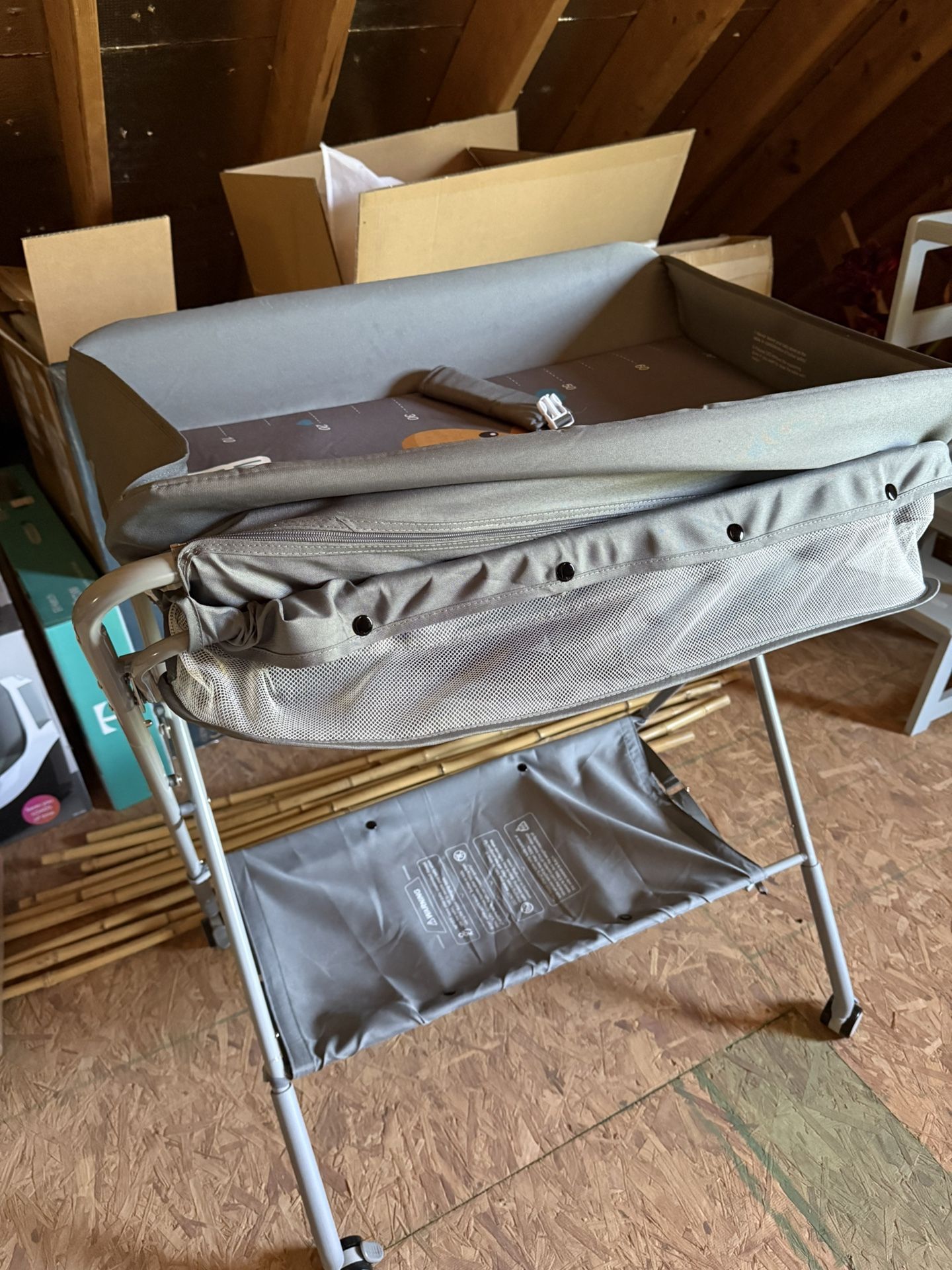Baby Changing Table Portable Folding Diaper Changing Station with Wheels