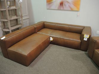 Rutherford Home Amalfy Bourbon Leather Wide Arm Sofa
