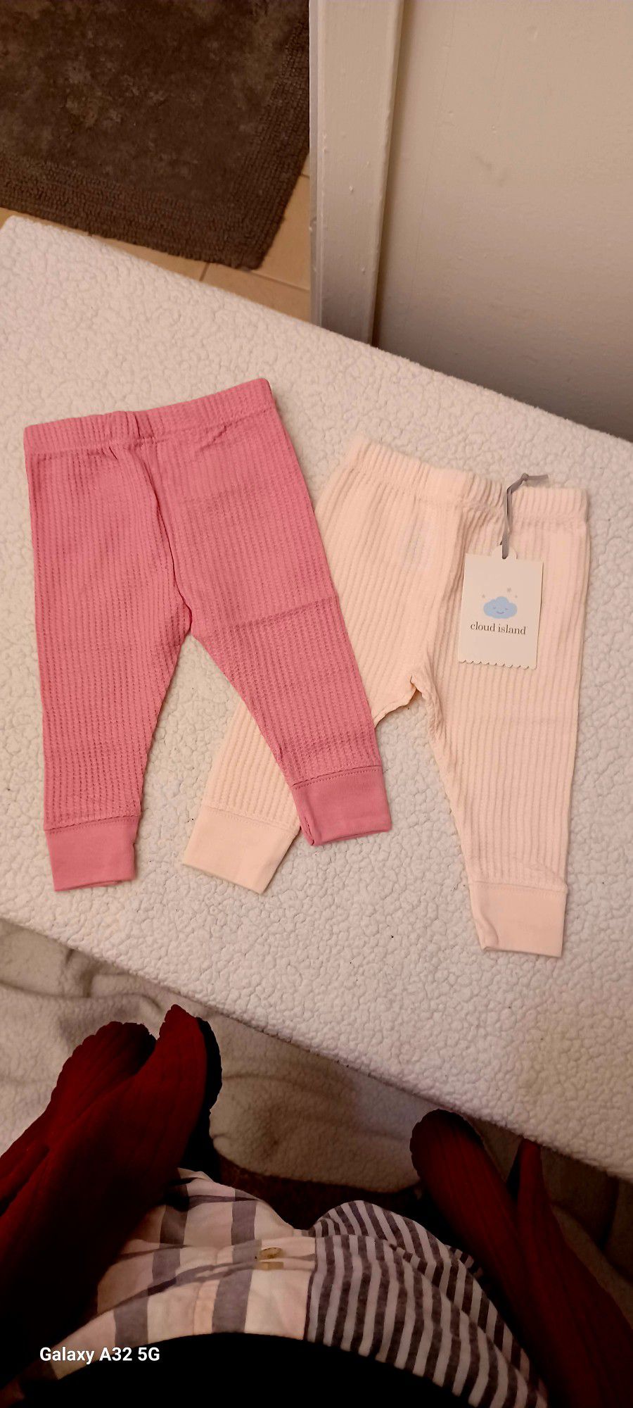 Cloud Island Pants/pajama For 0- 3 Months, Pink& Light Pink 