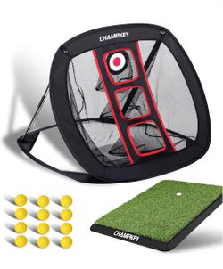 Golf chipping net with mat