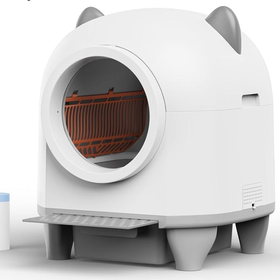 Self Cleaning Litter Box, Automatic Cleaning with Smart App Control (White+Grey)
