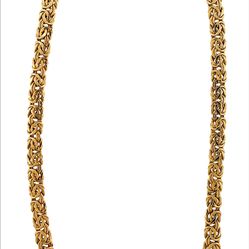 925 Solid Sterling Silver Graduated Byzantine Link Chain Necklace With 14K Gold Over Cadena de Plata