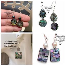Genuine Abalone Shell .925 Sterling Silver Earrings