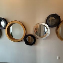 Large Industrial/Decorative Gear Mirror Set (7 pieces) - Gold, Silver, Black/Bronze