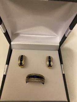 Diamond And Sapphire Ring And Earrings