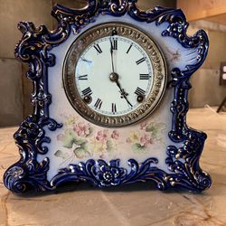 Antique Ansonia Porcelain Mantle Clock