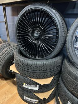 26 INCH GLOSS BLACK WHEELS RIMS TIRES XL FLOATING CAPS