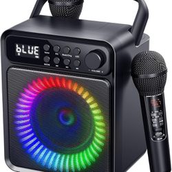 Bluetooth Karaoke Machine with Wireless Microphone - Portable Karaoke Speaker for Adults & Kids with Party Lights