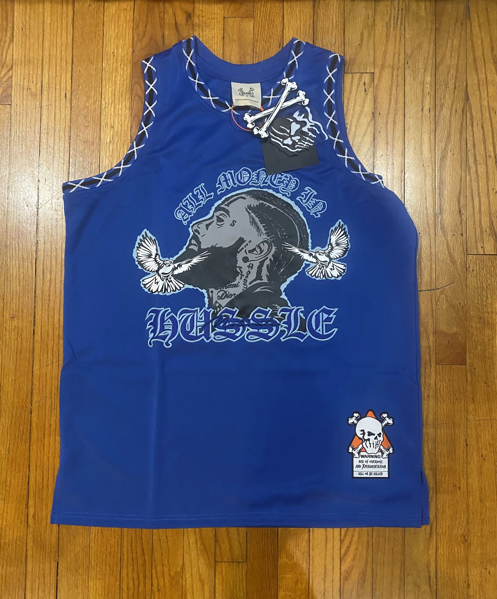 BRAND X All Money In Nipsey Hussle Jersey Size XL Blue