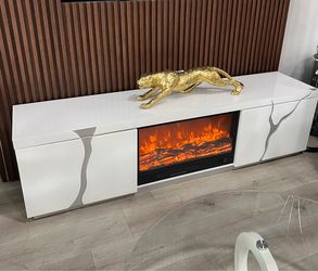 Tv stand con chimenea 80”
