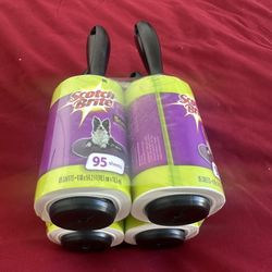 4 pack scotch brite lint roller cat dog pet hair new extra sticky adhesive 3m