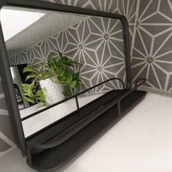 MIRROR Metal Frame W Shelf  24L 14H 3W