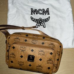 AUTHENTIC MCM Leather Cross Shoulder Bag + Dust Bag.