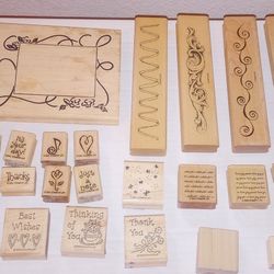 Wood Block Rubber Stamps Borders And Misc. Background Themed 