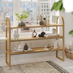 3-Shelf Open Bookcase, Organizer, Warm Honey Finish, New