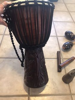 Bongo Drum instrument set with carrying bag