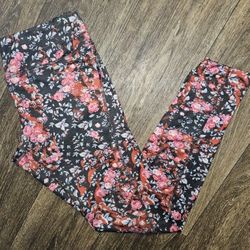 Lularoe Floral Red Rose Leggings Yoga Pants 