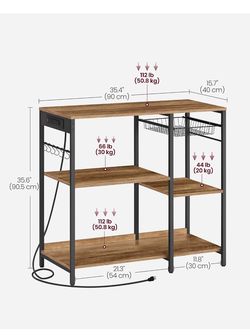 VASAGLE Baker's Rack, Coffee Bar Stand with Charging Station