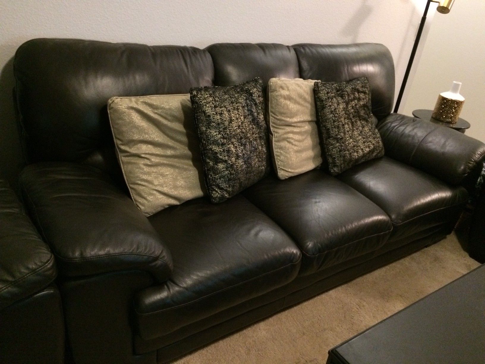 4 pieces leather sofa set.