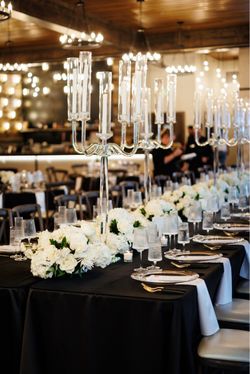 Crystal Candelabra Wedding Centerpieces – 5-Arm & 10-Arm Sets