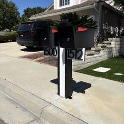 Double Mailbox Post With Two Locking Mailboxes 