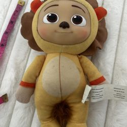 Cocomelon JJ LION Cat 8" Yellow Plush Doll Soft Toy w/ Plastic Face B9
