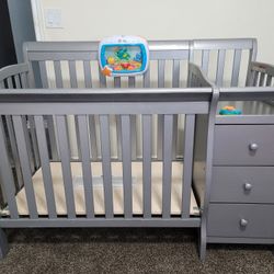 Grey Mini Crib/ Changing Table