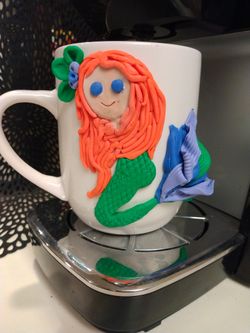 tea cup "mermaid" handmade from polymer clay.The only copy.Good for a gift.