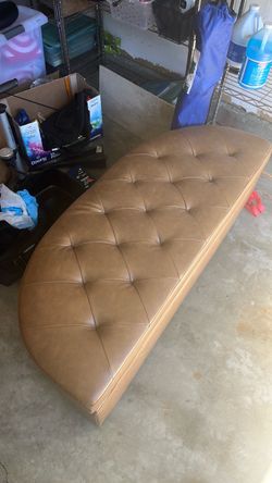 Large Tufted Leather Ottoman Bench