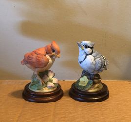 Vintage cardinal and Bluejay statues by Andrea