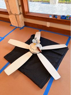 White fan, 21" blade w/ light