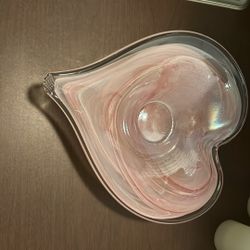 Heart-Shaped Glass Catchall Dish / Vanity Tray (Candle Holder)