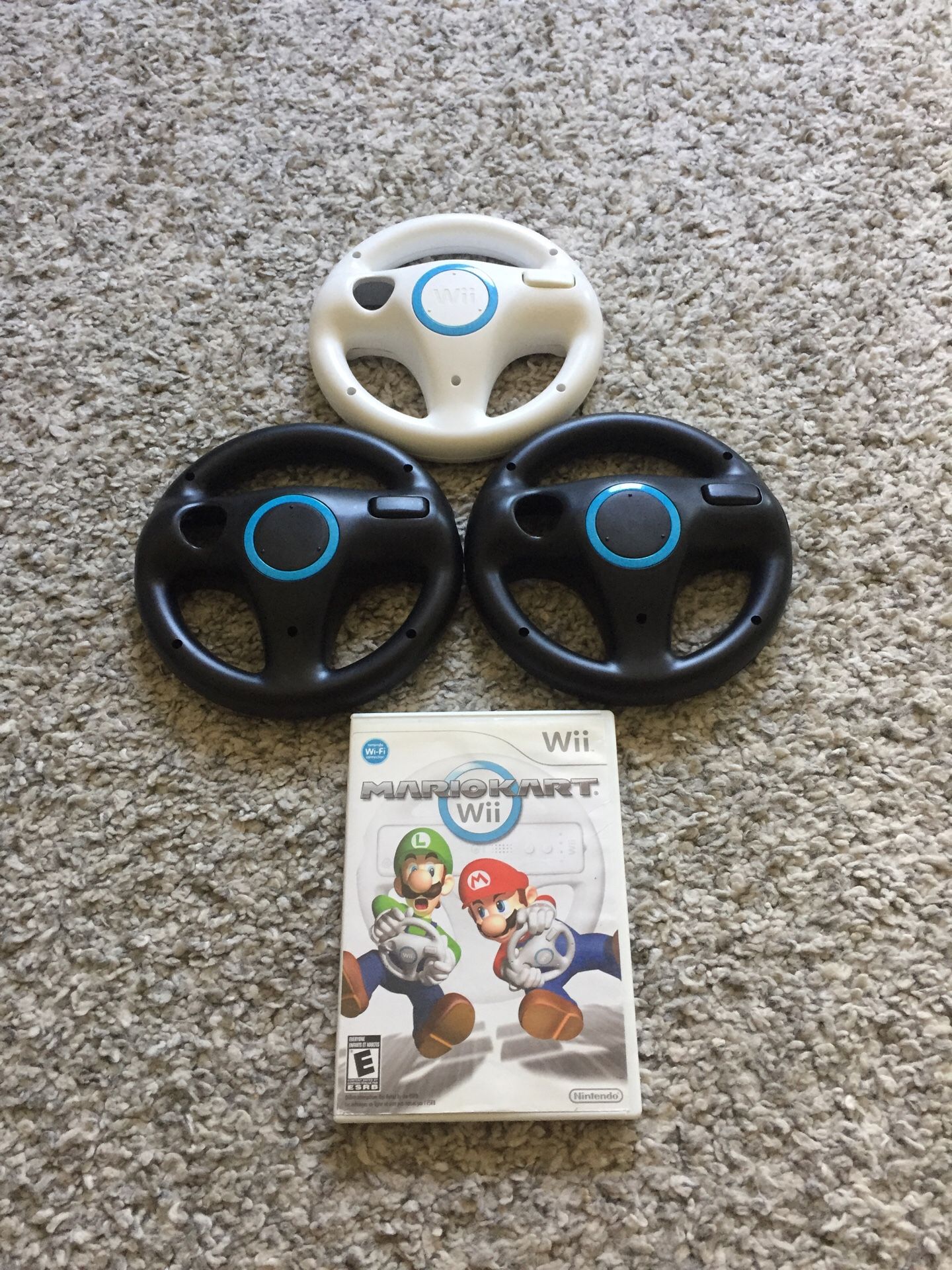 Wii Mario Kart + 3 Steering Wheels!