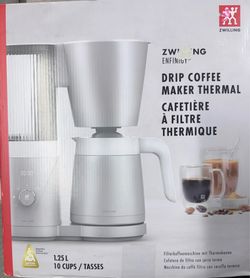 ZWILLING Enfinigy Drip Coffee Maker with Thermo Carafe 10 Cup, Awarded the SCA Golden Cup Standard, Silver