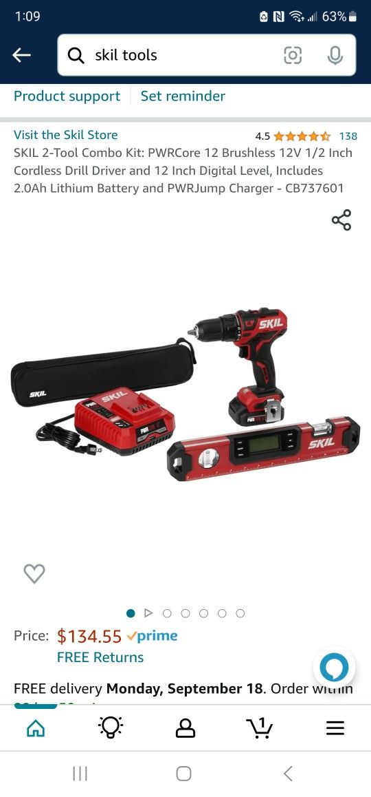 Skill 12v Drill And An Electronic Level.
