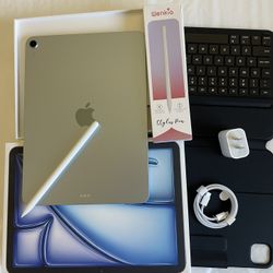Apple IPad Air 11” ( M3 chip / 2025 Newest) 128GB with pen, keyboard case & Accessories  (open box) 