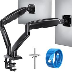 HUANUO 13 to 40 Inch Dual Monitor Arm for 2 Ultrawide Screens, Height Adjustable Full Motion Stand with 2 USB Port, VESA 75/100mm Mount, Holds up to 2