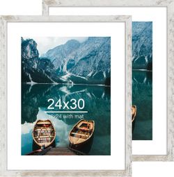 Hongkee 24x30 Distressed White Frame Set of 2