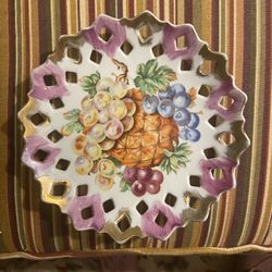 Vintage Decorative Wall Plate With Fruit Design