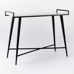 Brand New Pleasant Grove Marble Table  With Metal Base White 