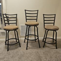 Rotating Bar Stools Set Of 3 Counter Height 