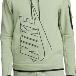 Nike Tech Fleece Men's Pullover Graphic Hoodie   regular, Standard, Oil Green/Oil Green Size XL