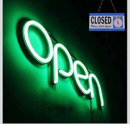 LED Open Sign,16x6 inch Open Signs for Business Window,Ideal for Restaurant, Salon and More,24V/1A Power Supply，with Open/Close Sign (green)