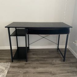 Black Desk With Pullout Keyboard Shelf