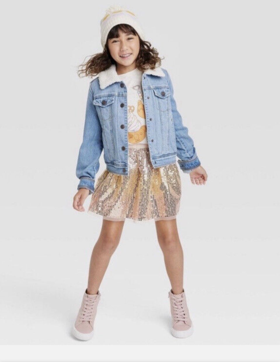 Cat Jack Gold Sequin Mini Skirt for Girls Size 14/16