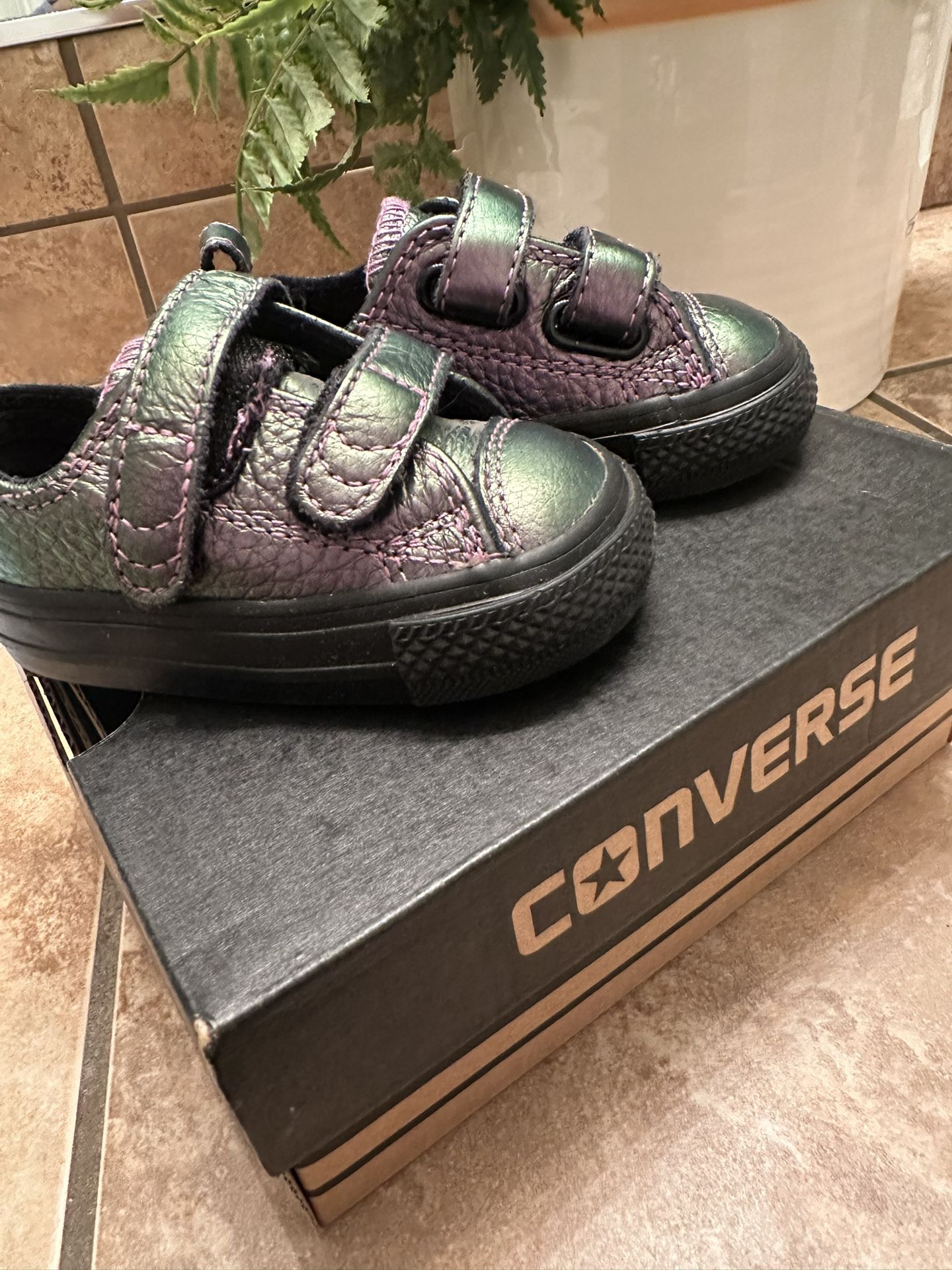 Size 2 Violet and Black converse