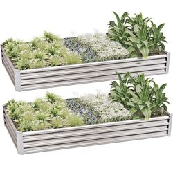 8x4x1ft(2 Pack) Galvanized Raised Garden Bed