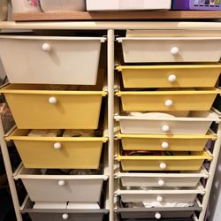 KOTEK 15-Drawer Rolling Storage Cart - Yellow