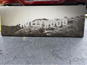 Hollywood Sign Glitter Art - Black & White Canvas 55 x 19